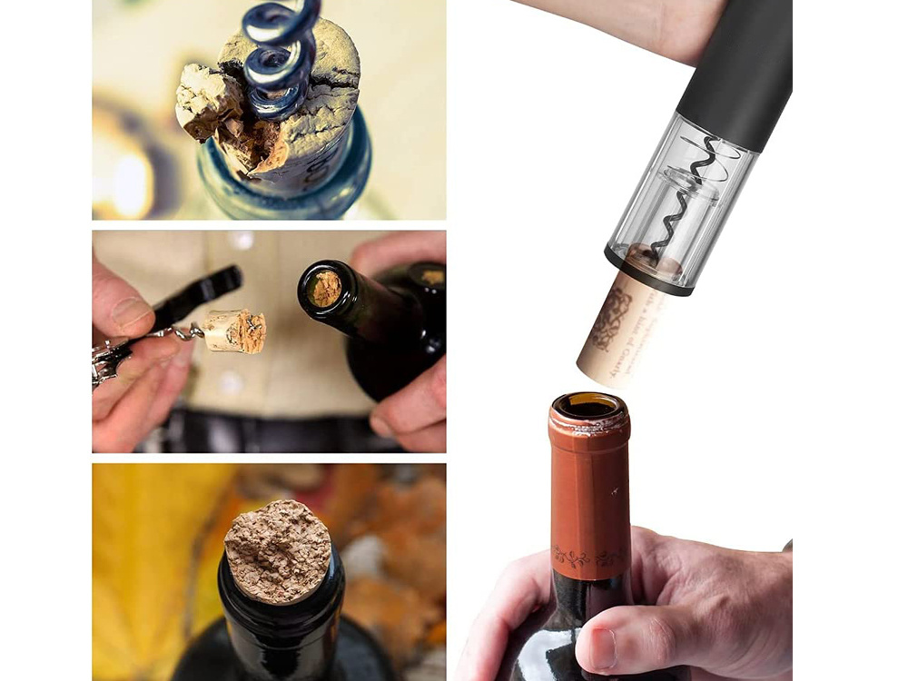 Electric Automatic Corkscrew with Foil Cutter / Wine Opener Accessory Set, Black (9)