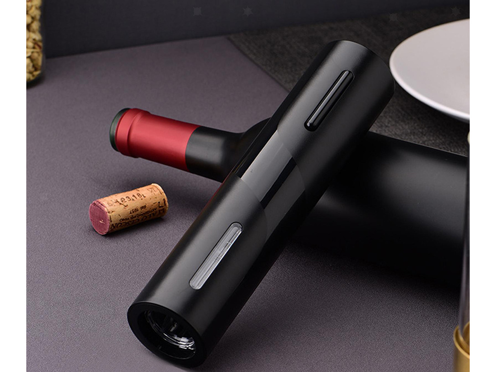 Electric Corkscrew Including Foil Cutter, Wine Pourer / Wine Opener Accessory Set, Black (6)