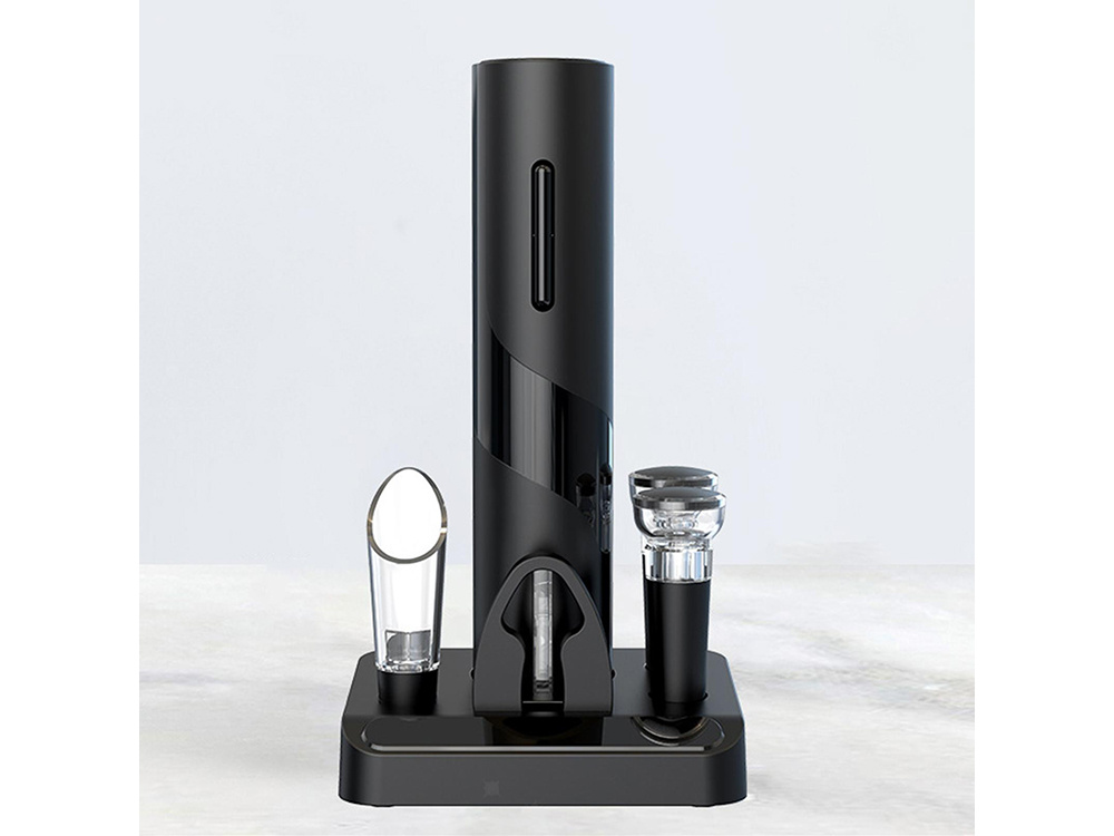 Electric Corkscrew Including Foil Cutter, Wine Pourer / Wine Opener Accessory Set, Black (9)