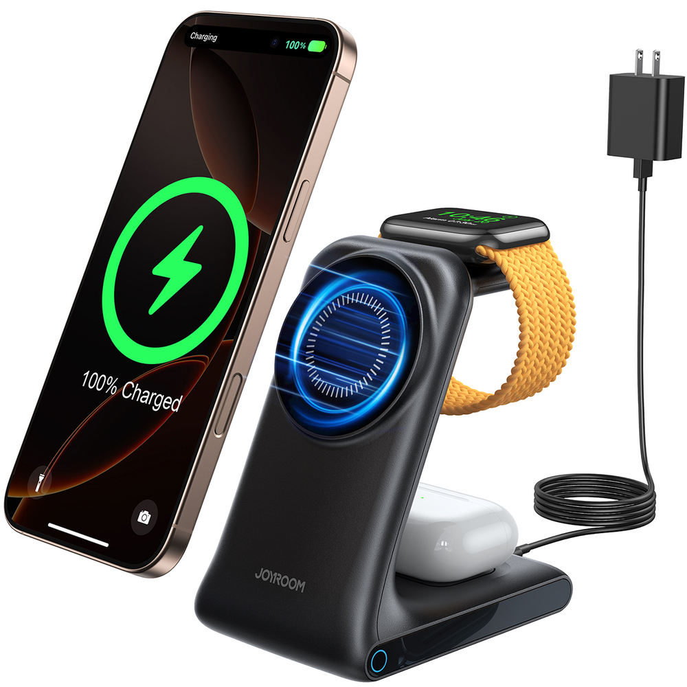 Joyroom JR-W15 Wireless Charger 3 in 1 Charging Station with MagSafe - Black (0)