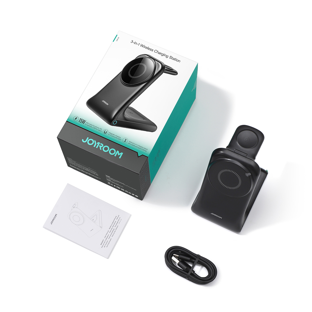 Joyroom JR-W15 Wireless Charger 3 in 1 Charging Station with MagSafe - Black (1)