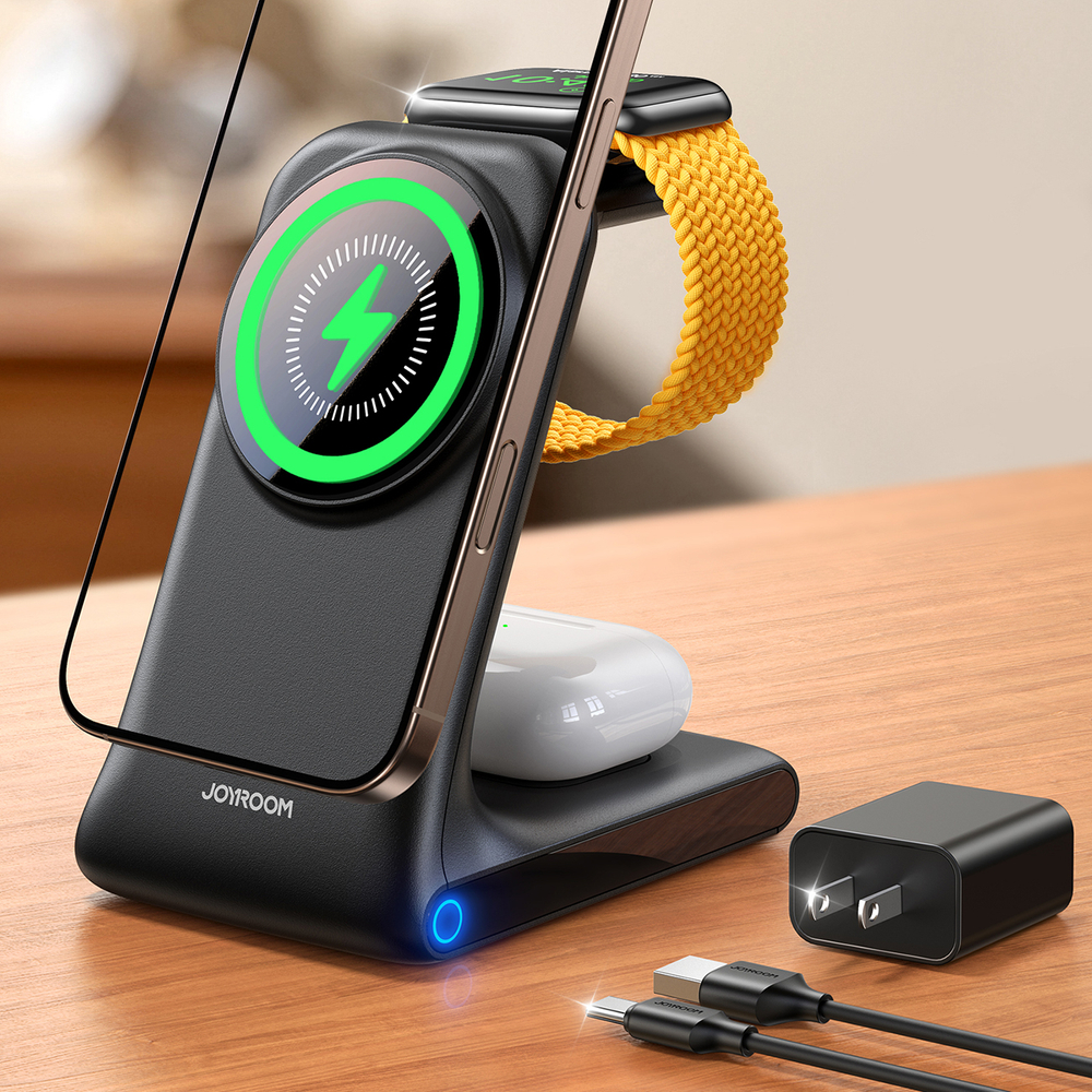 Joyroom JR-W15 Wireless Charger 3 in 1 Charging Station with MagSafe - Black (2)