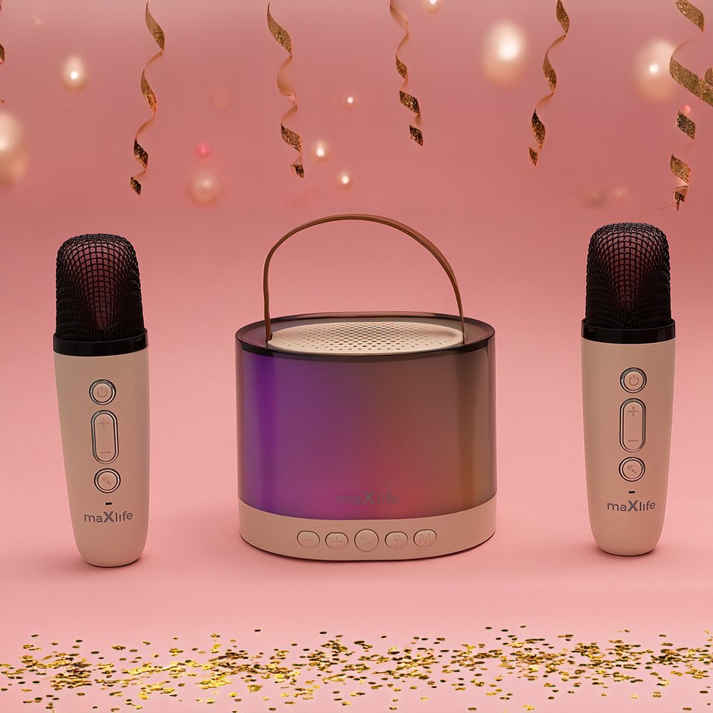 Maxlife MXKS-200 Karaoke Set Microphone + Wireless Bluetooth Speaker, White (1)