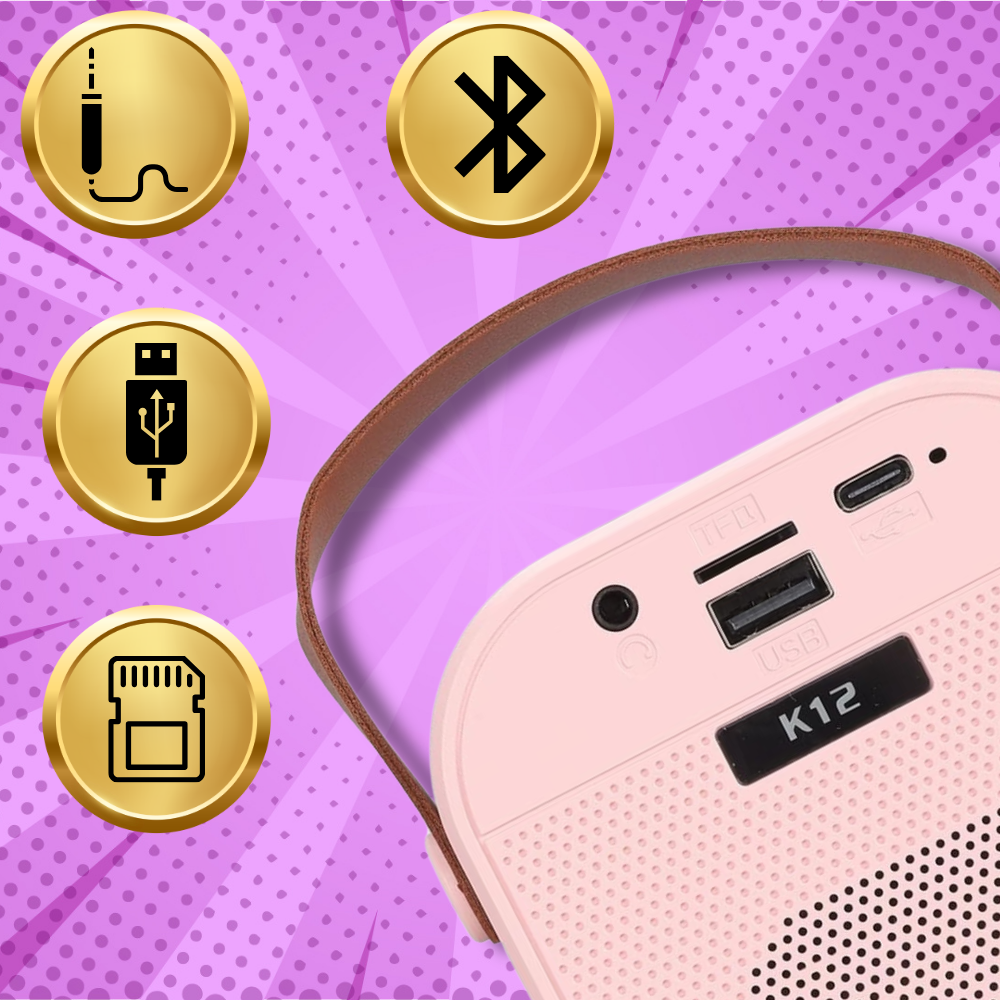 Portable Wireless Bluetooth Karaoke Speaker with Microphone USB RGB (3)
