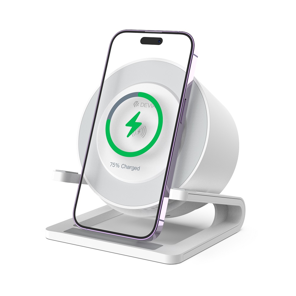 Devia I-M3 3-in-1 Bluetooth Speaker with 15W Wireless Charger and RGB Lamp, White (1)