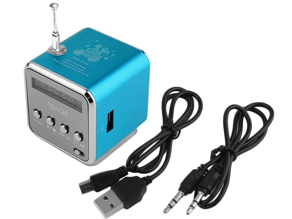 Wireless Bluetooth Speaker with FM Radio, USB, microSD, and Rechargeable Battery, Blue (6)