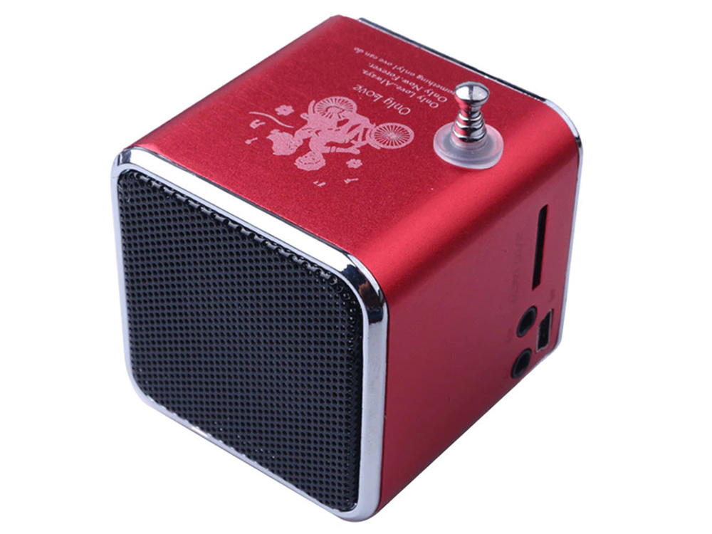 Wireless Bluetooth Speaker with FM Radio, USB, microSD, and Rechargeable Battery, Red (4)