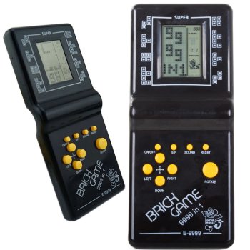 Retro Handheld Brick Game Console with Tetris 9999-in-1, Black