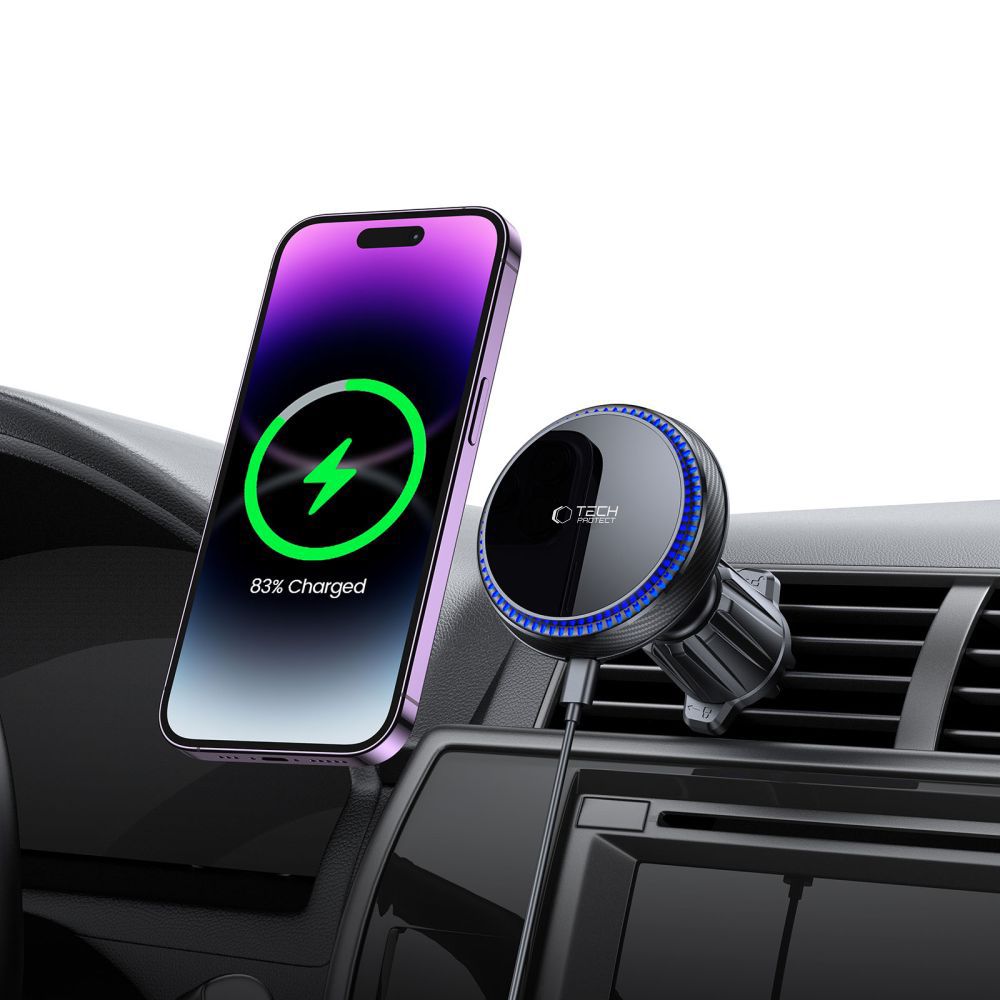 Tech-Protect MM15W-V4 Car Phone Holder with MagSafe 15W Inductive Charger Air Vent - Black (0)