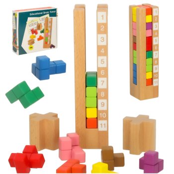 Educational Wooden Montessori Puzzle Stacking Toy for Toddlers, Colorful