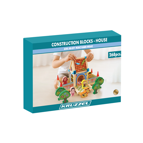 Wooden House Building Blocks Set 268 pcs Kruzzel 26452 (0)