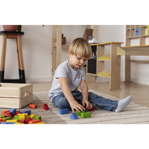Constructor Wooden Blocks Bricks in Bucket Sorter, 105 pcs (3)