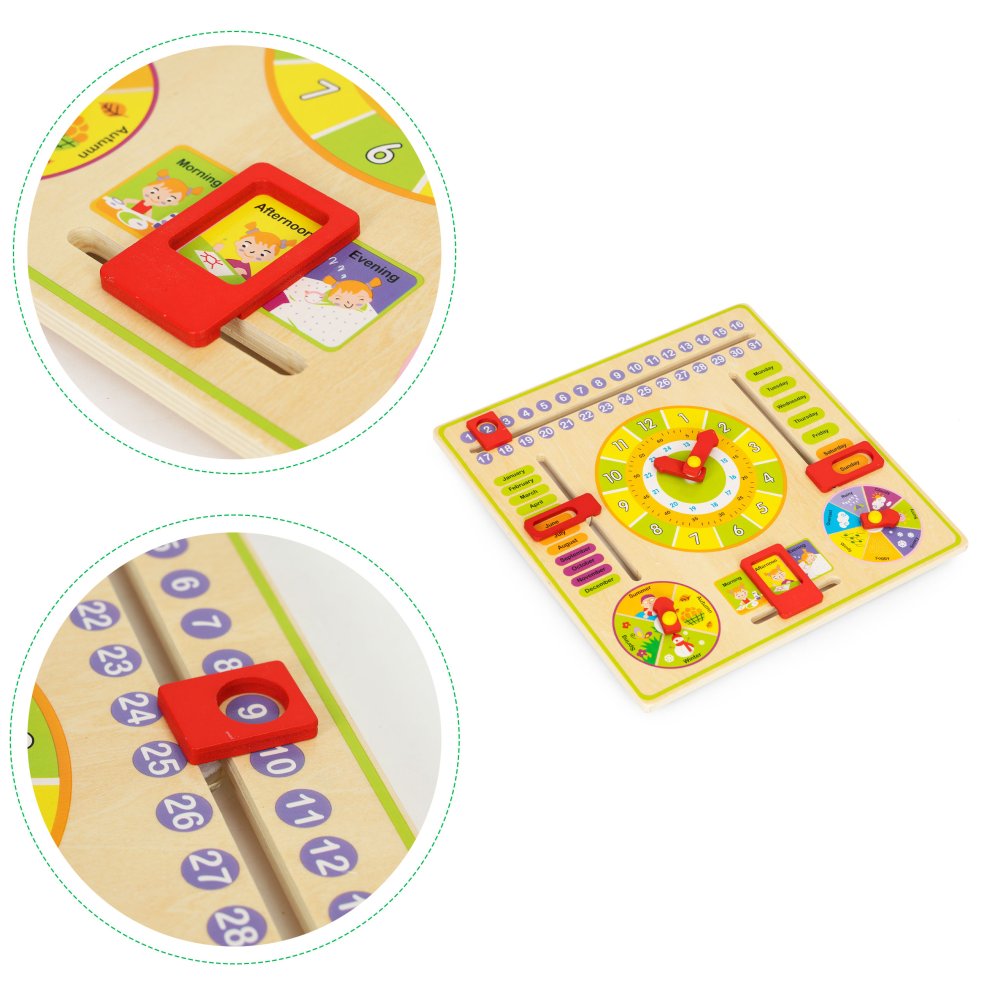 ECOTOYS Wooden Educational Activity Board with Calendar and Clock (3)