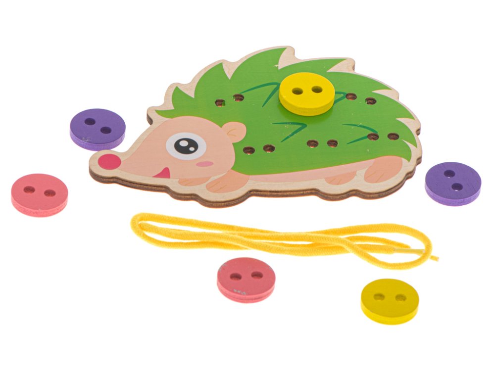 An educational set for sewing button sewing, green hedgehog (1)