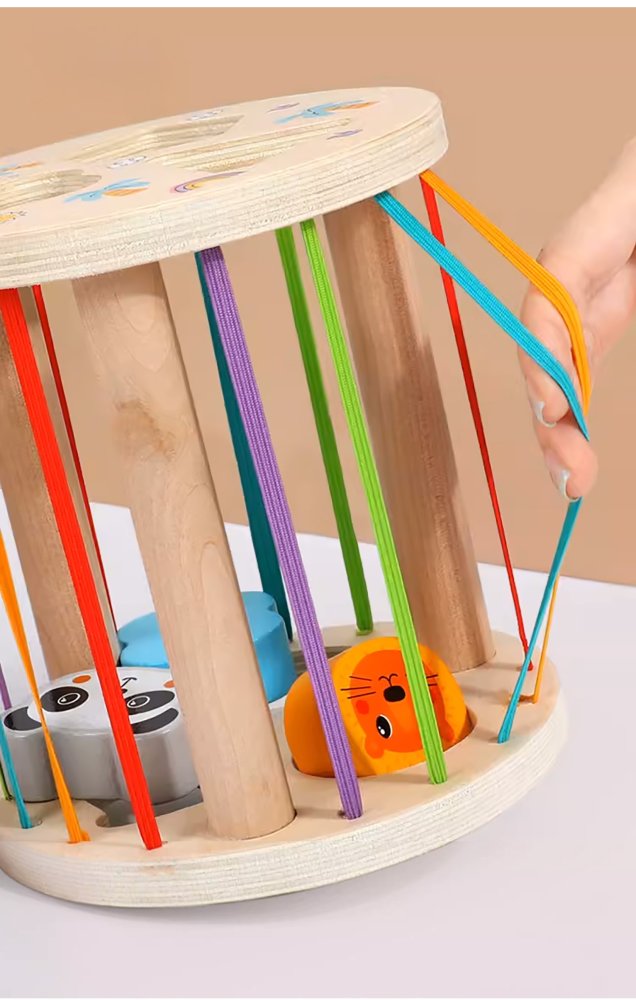 Montessori Wooden Shape Sorter Sensory Cube with 6 Blocks (1)