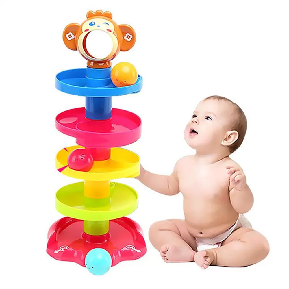 Educational Ball Drop Tower with Rattle Balls Monkey Toy for Toddlers (1)