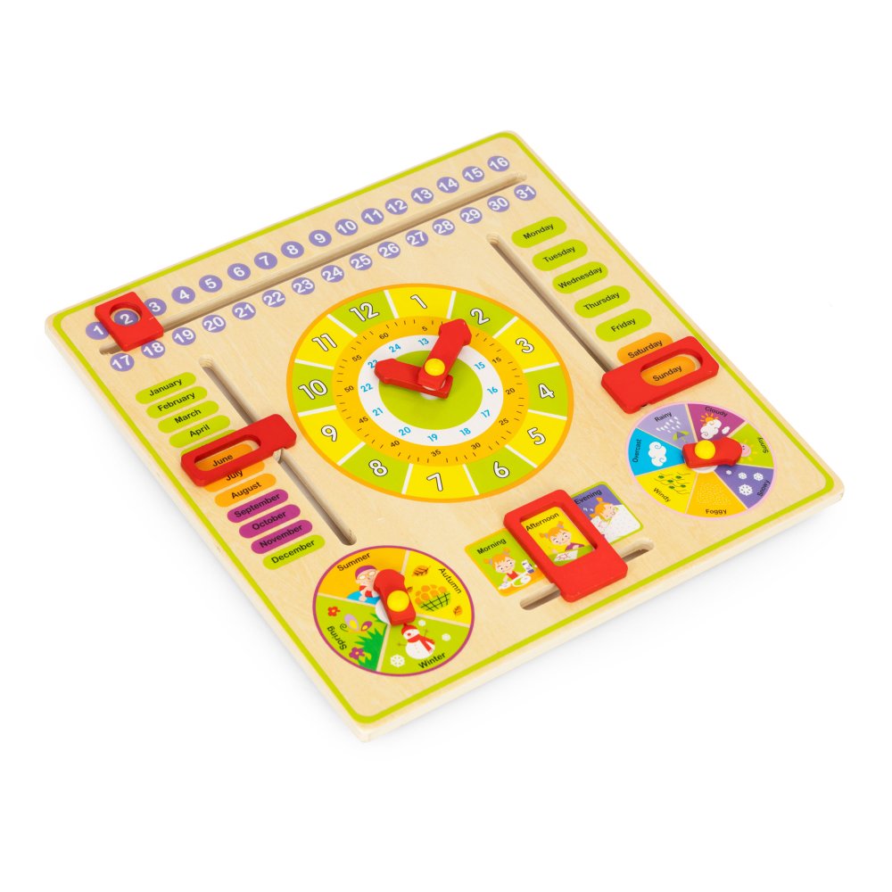 ECOTOYS Wooden Educational Activity Board with Calendar and Clock (0)