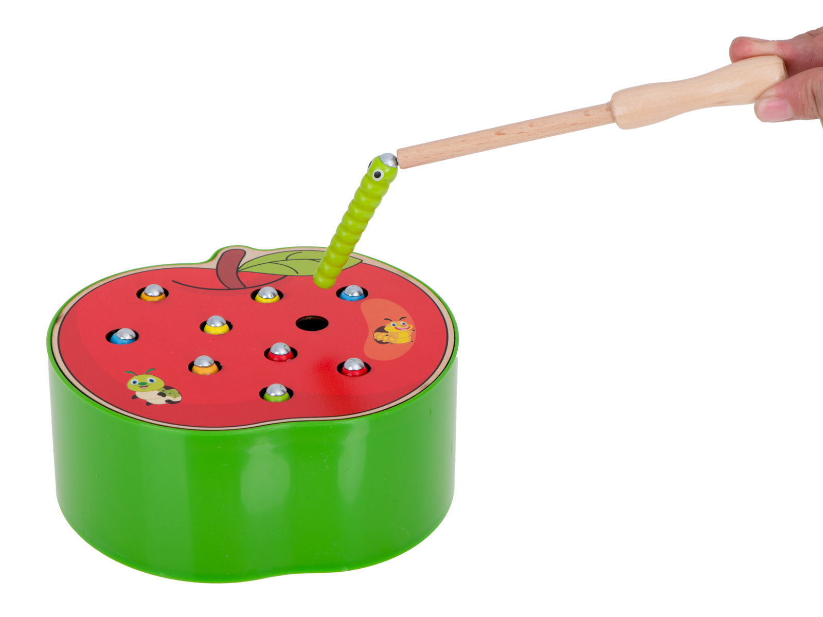 Educational Game Magnetic Fishing "Worms", in the shape of an apple (0)