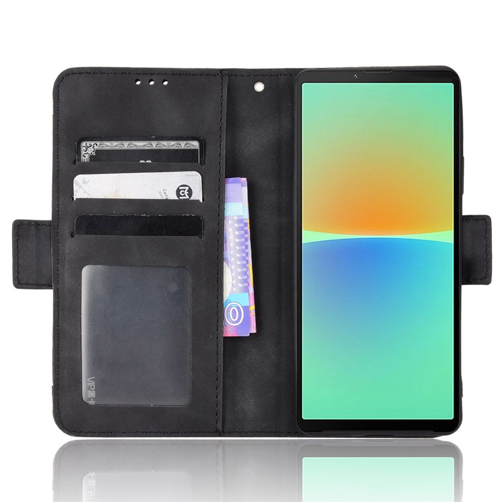 Sony Xperia 10 IV Wallet Design Multiple Card Slots Stand Leather Phone Case Cover, Black (0)