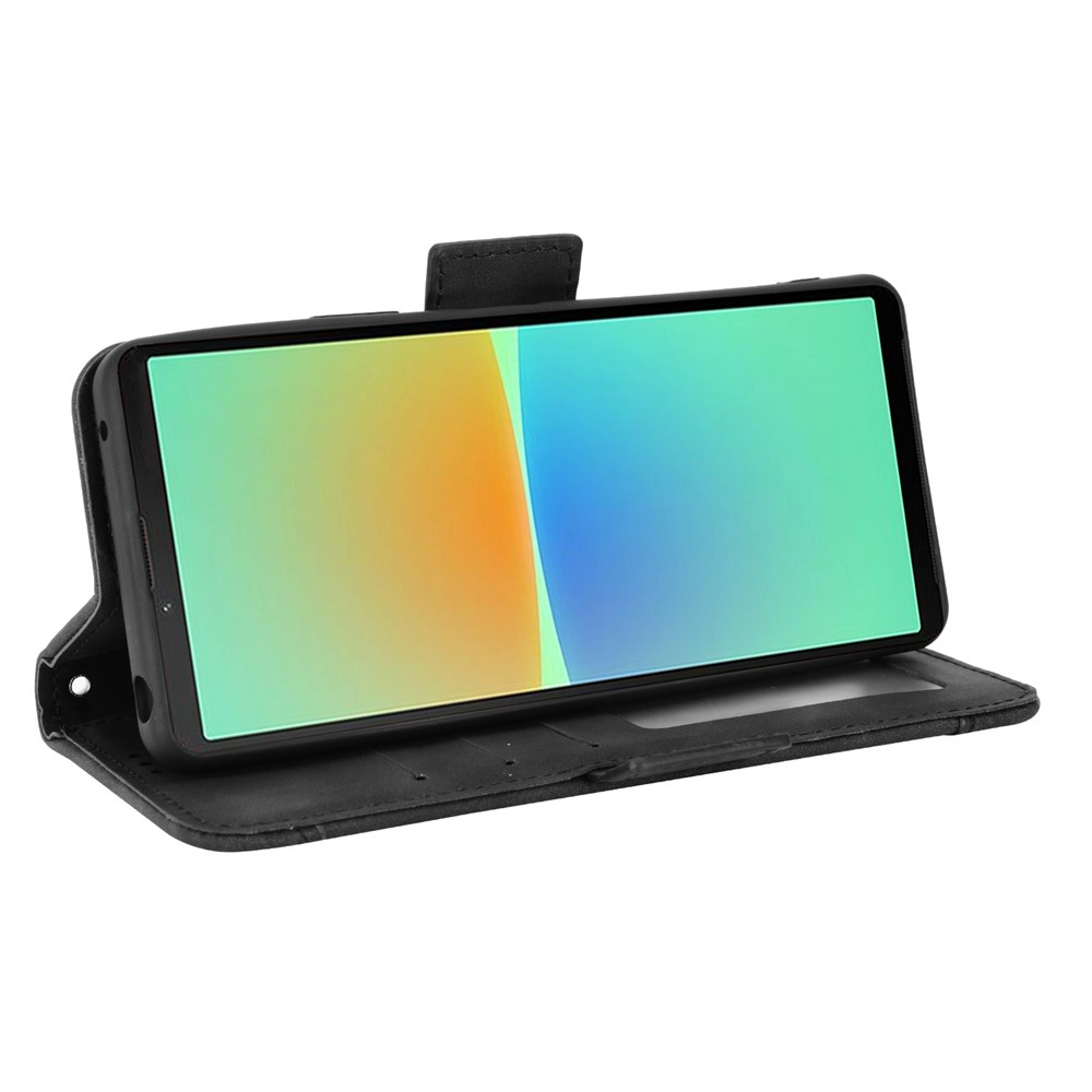 Sony Xperia 10 IV Wallet Design Multiple Card Slots Stand Leather Phone Case Cover, Black (1)