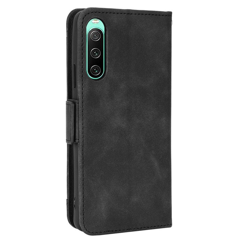Sony Xperia 10 IV Wallet Design Multiple Card Slots Stand Leather Phone Case Cover, Black (4)