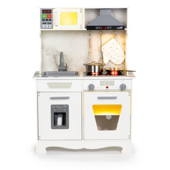 ECOTOYS Wooden Kids Kitchen Playset with Lights, Sounds, and Accessories