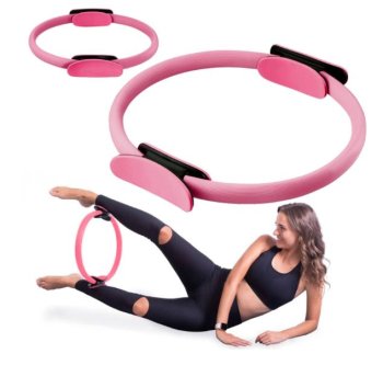 4FIZJO Jogas Pilates Vingrošanas Riņķis Gredzens - 38cm, Rozā | Pilates Fitness Ring Circle Yoga Hoop