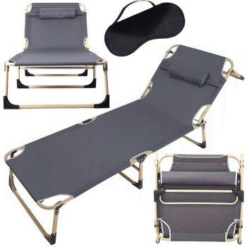 Tūristu Kempinga Militārā Gulta Saliekamā Guļamvieta ar Regulējamu Atzveltni | Tourist Military Camping Folding Bed