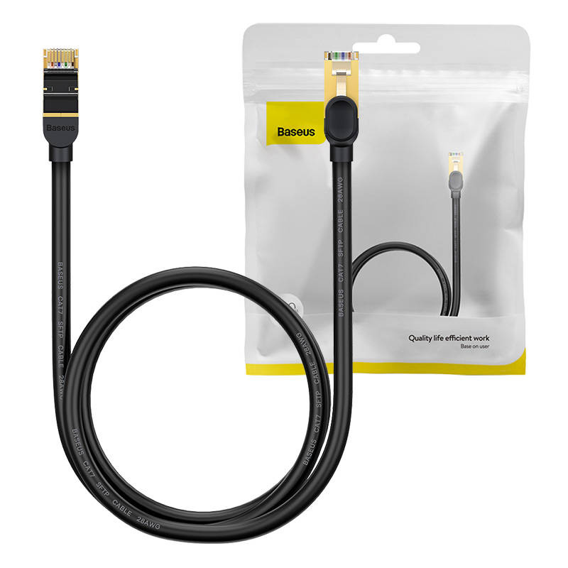Baseus Speed Seven augstas ātruma RJ45 tīkla kabelis 10Gbps 1m melns (WKJS010101) | High Network Cable Black