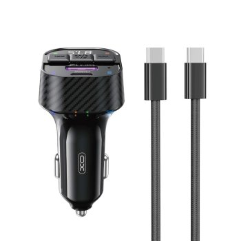 FM modulators XO BCC17 ar 30W auto lādētāju, Bluetooth, USB-C kabelis, melns