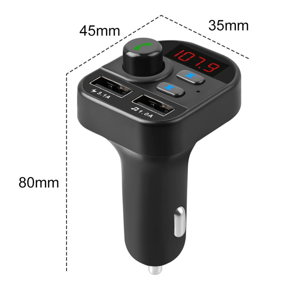 Bluetooth Car Kit Wireless FM Transmitter A2DP Music Playing with Dual USB Car Charger, Black | FM Transmiters Mūzikas... (0)