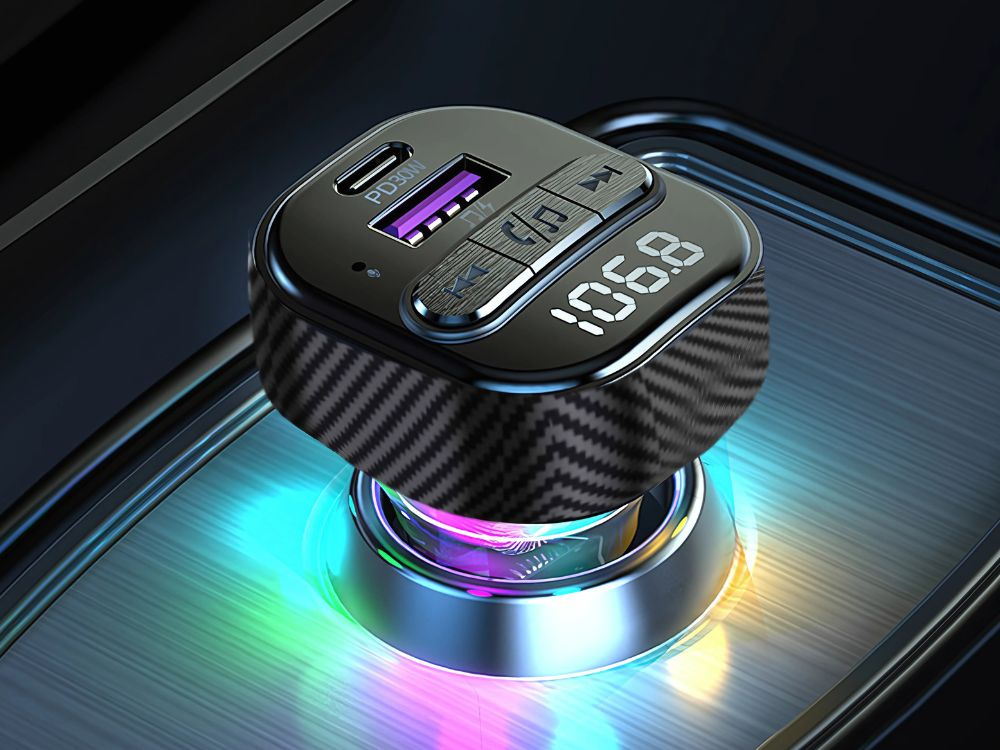 Automašīnas fm mp3/wma raidītājs USB a+USB c 30w bluetooth 5.3 LED qc 3.0 | Car transmitter (0)