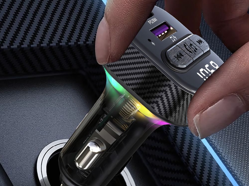 Automašīnas fm mp3/wma raidītājs USB a+USB c 30w bluetooth 5.3 LED qc 3.0 | Car transmitter (2)