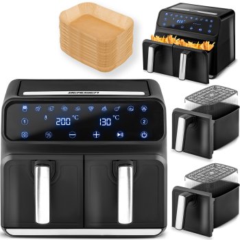 Divkameru karstā gaisa friteris Berdsen BD-653, 1700 W, melni-sudrabs