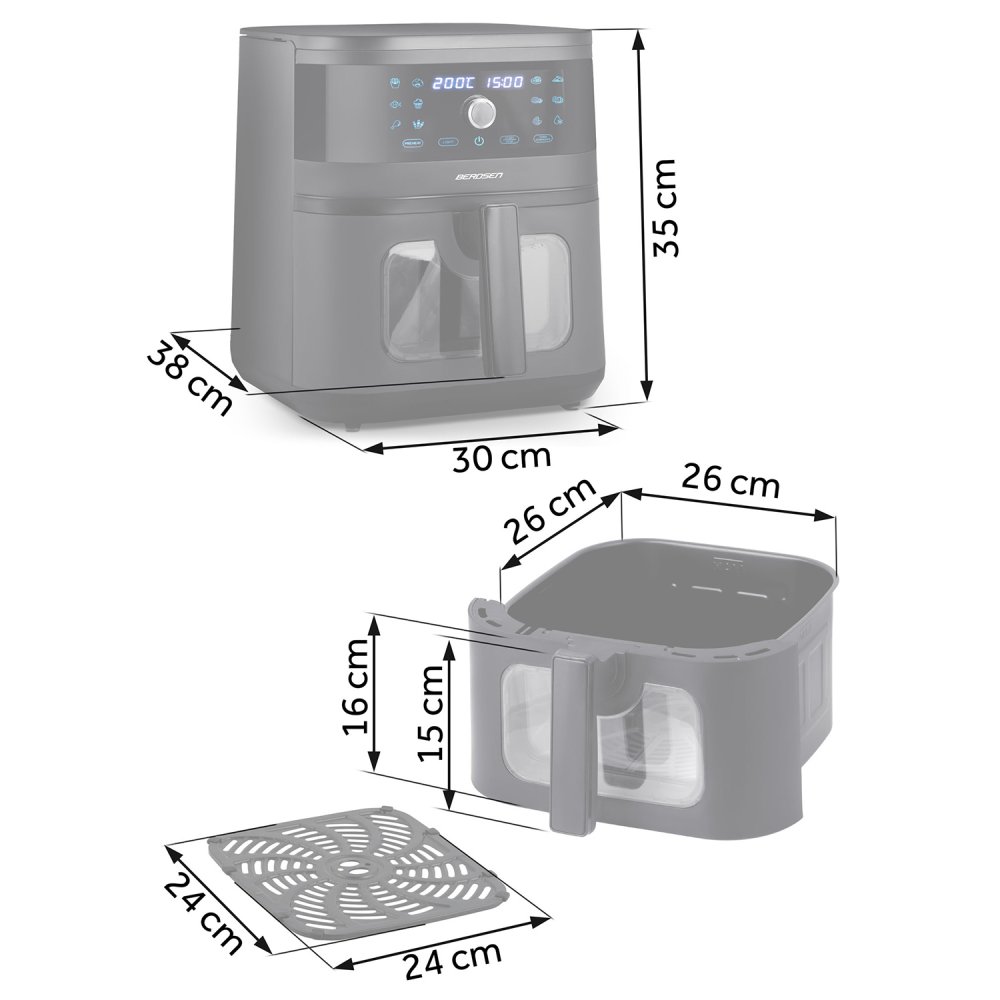Karstā gaisa friteris Berdsen BD-661, 8 L, 1700 W, melns (1)