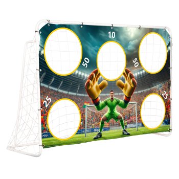 Futbola vārti ar treniņu mērķa paklāju 180x122 cm MultiGarden, balti
