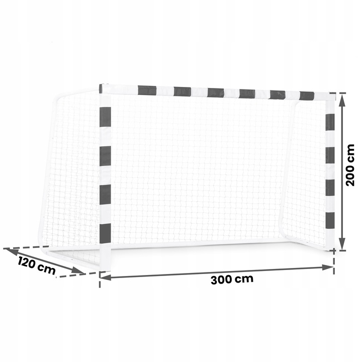 Neo-Sport NS-465 Futbola Vārti, 300x200x120 cm, Melnbalti (3)