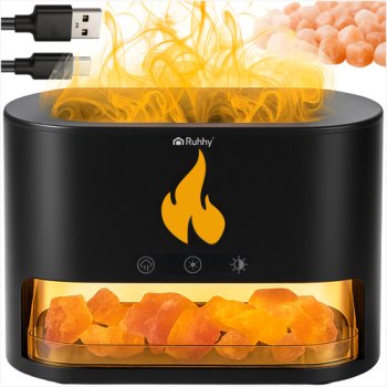 Aromātu difuzors un gaisa mitrinātājs Ruhhy 250ml ar kamīna efektu 26417, melns