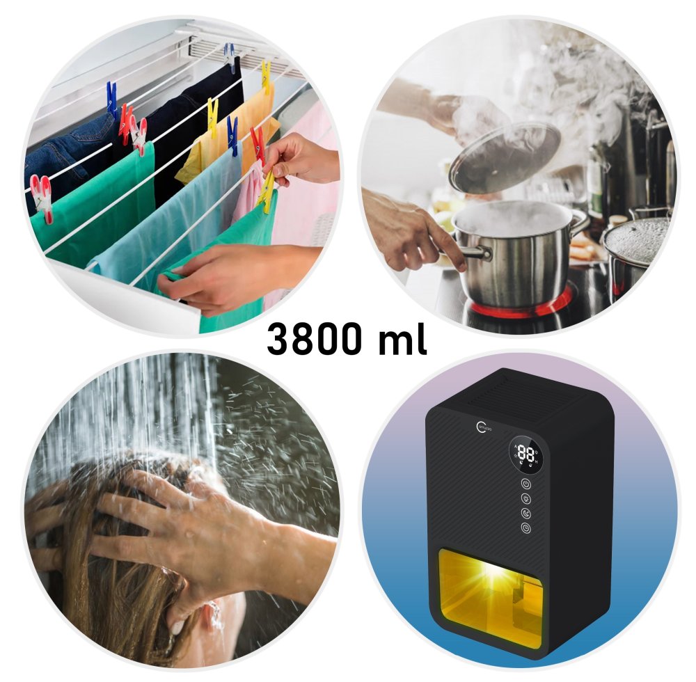 Gaisa sausinātājs, mitruma savācējs, mitruma absorbētājs ar LED displeju, 3,8L | Dehumidifier Air Dryer Moisture... (8)