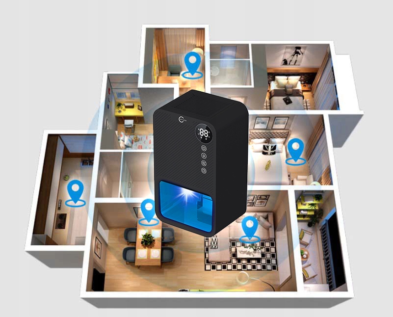 Gaisa sausinātājs, mitruma savācējs, mitruma absorbētājs ar LED displeju, 3,8L | Dehumidifier Air Dryer Moisture... (9)