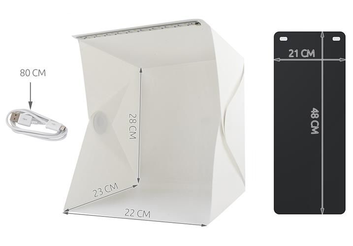 Portatīvā mini studija priekšmetu bildēšanai, gaismas kaste | Foldable Studio Photo Box LED Light Cube (0)