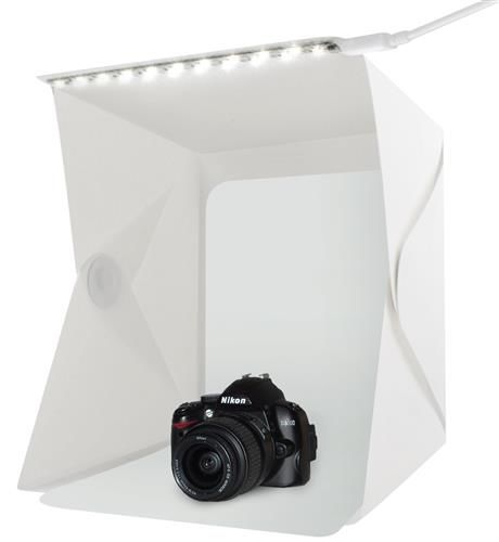 Portatīvā mini studija priekšmetu bildēšanai, gaismas kaste | Foldable Studio Photo Box LED Light Cube (2)