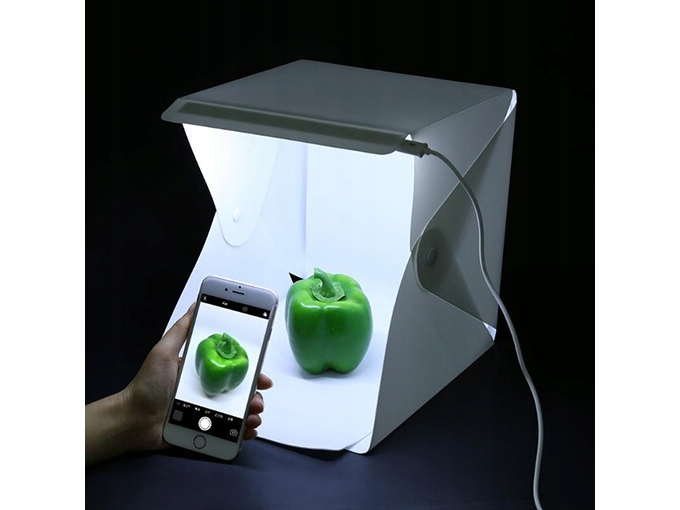 Portatīvā mini studija priekšmetu bildēšanai, gaismas kaste | Foldable Studio Photo Box LED Light Cube (3)