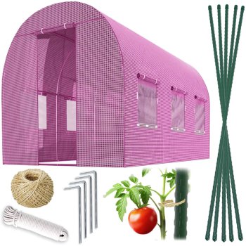 Dārza siltumnīca tunelis Plonos 2x3m (6m2), Rozā