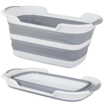Silikona Saliekamā Bļoda ar Ūdens Noteku | Silicone Folding Bowl with Drain