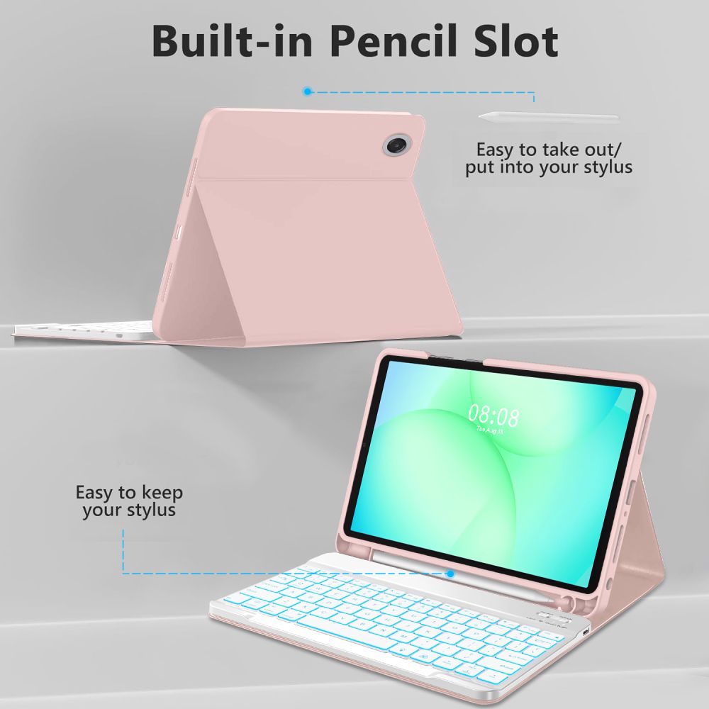 Samsung Galaxy Tab А11+ (SM-X230 / X236) Tech-Protect SC Pen Case Cover with Bluetooth Keyboard, Pink | Vāks Apvalks... (2)
