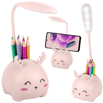 Bērnu LED Nakts Lampa Rakstāmgalda Lampa Lasīšanas Lampiņa Gaismeklis, Rozā | Kids LED Desk Lamp Reading Light