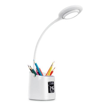 LED galda lampa ar organizatoru, pulksteni un termometru