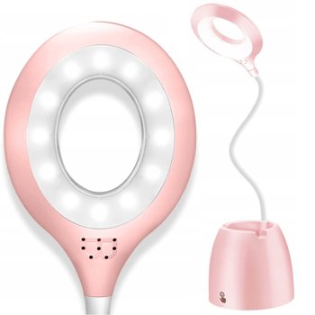 LED galda lampa ar organizatoru un zīmuļu turētāju, rozā