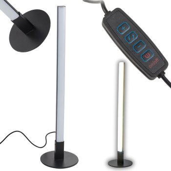 LED galda lampa 40cm, moderna stāvlampa ar 3 gaismas režīmiem, melna